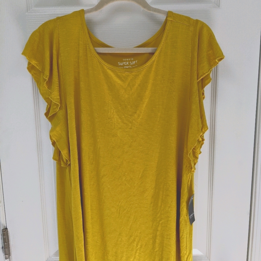Super soft citrus ruffle sleeve top - Picture 3 of 3